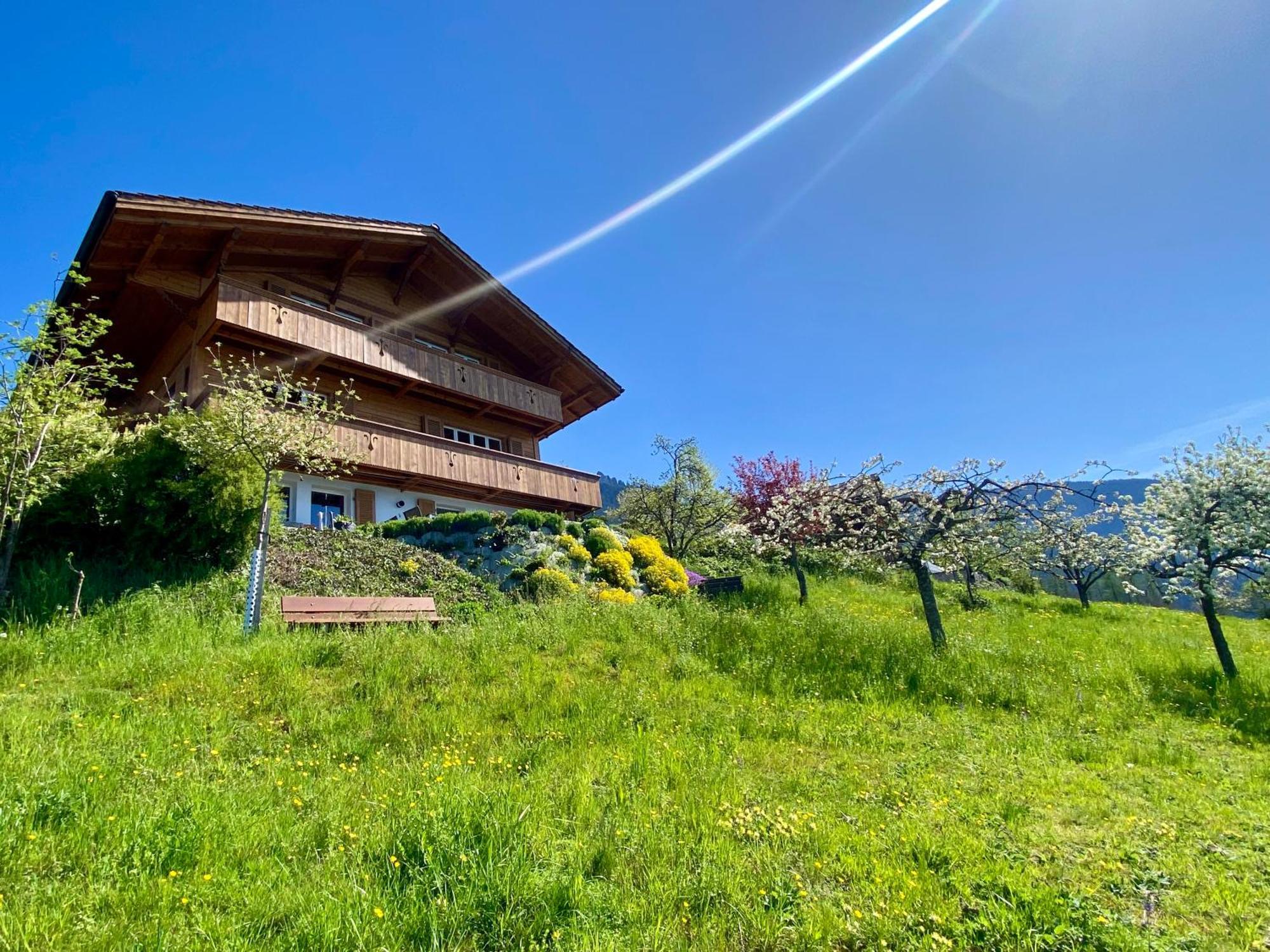 Chalet Egglen "Typical Swiss House, Best Views, Private Jacuzzi" ジーグリスヴィル エクステリア 写真