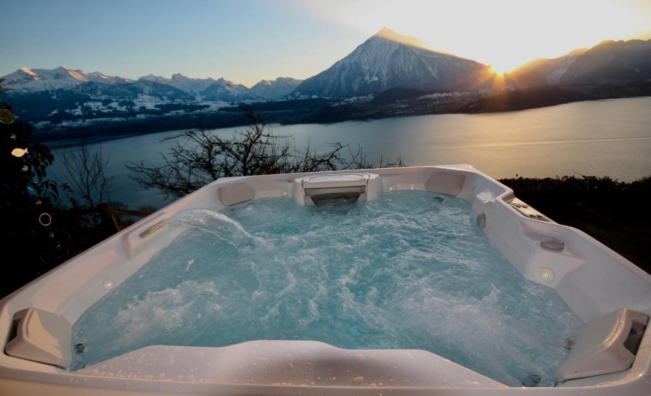 Chalet Egglen "Typical Swiss House, Best Views, Private Jacuzzi" ジーグリスヴィル エクステリア 写真